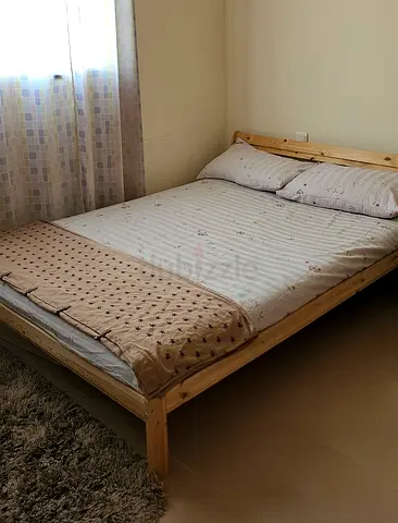 Ikea NEIDEN Solid Pine Double Bed Frame with Mattress