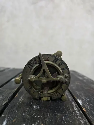 Vintage Brass Sundial Compass - Small Collectible Artifact