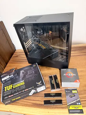 Full PC with 32GB Vengeance, ASUS Tuf X570-Plus, Ryzen 5 5600X, 1TB HDD, SSD, PSU