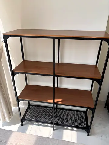 Wood and Metal Open Shelving Unit - 3-Tier Display Shelf