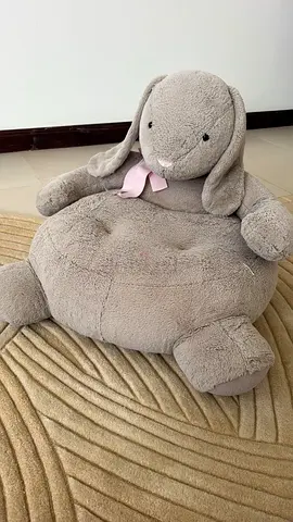 Pottery Barn - Plush Bunny Floor Seat / Baby Soft Chair - Grey, gently used