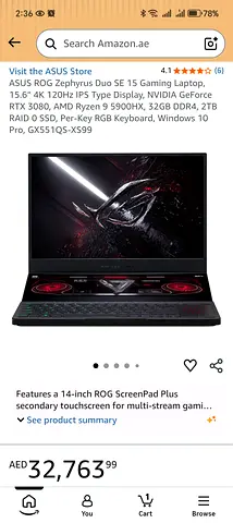 ASUS ROG Zephyrus Duo SE 15 - High-end Gaming Laptop (Ryzen 9, RTX 3080, 32GB, 2TB)