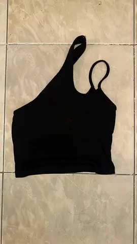 Black Asymmetric Crop Tank Top - Size M, Good Condition