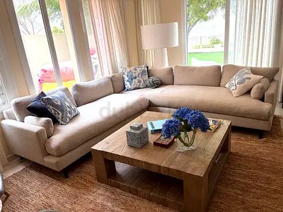 Light gray L-shaped sectional sofa from Crate and Barrel - excellent condition