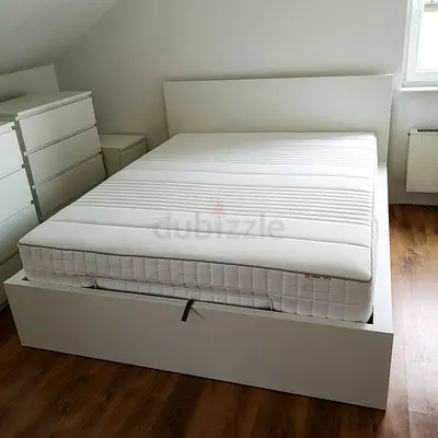 Ikea king size bed with mattress and storage drawers