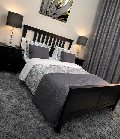 Solid wood IKEA king bed set like new