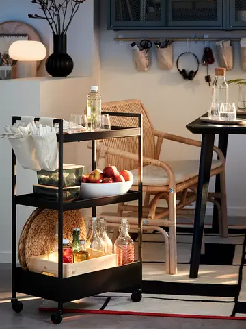 IKEA Black Trolleys / Serving Carts on Wheels