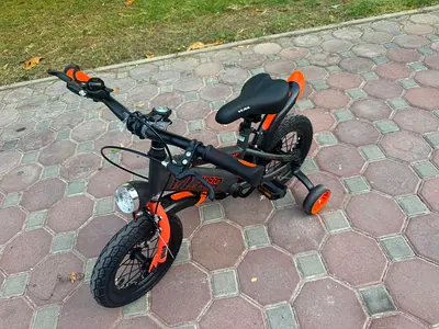 Kids 12-inch Bicycle with Training Wheels — Black & Orange, Brand New Condition