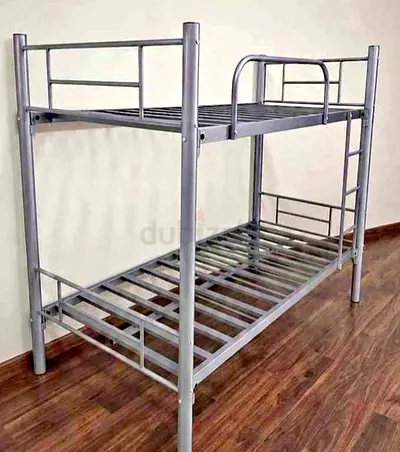 Sturdy Silver Metal Bunk Bed Frame - Single Over Single, Includes Ladder & Guardrail