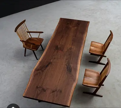 Solid Live-Edge Walnut Dining Table without Chairs.