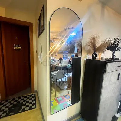 Full-Length Arched Wall Mirror - Modern Black Frame