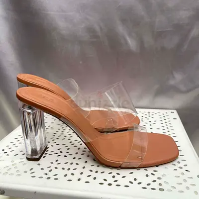 Zara Clear strap block heel mules - size 37