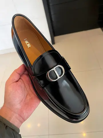 Black Dior men's leather loafers size unknown - classic CD buckle