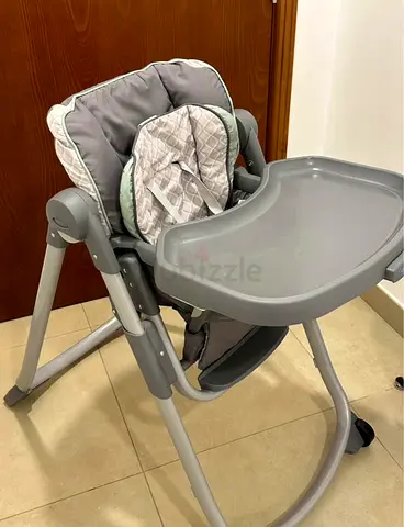 Adjustable Grey Baby High Chair with Tray - Good Condition