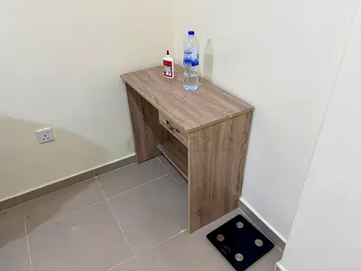 Compact wooden study desk / console table - light oak finish
