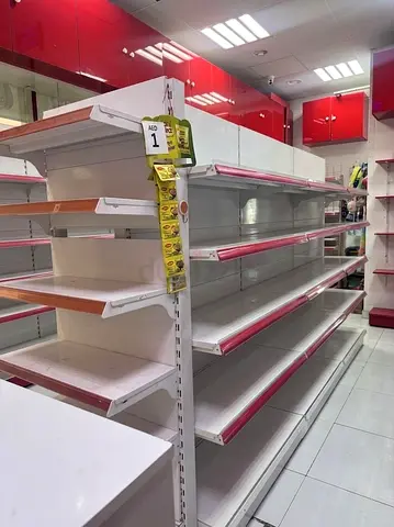 Retail store gondola shelving units - sturdy multi-tier display racks (set)