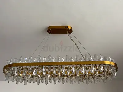 Modern Oval Crystal Chandelier - Gold Finish, Large