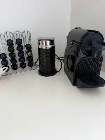 Nespresso machine and frother and stand
