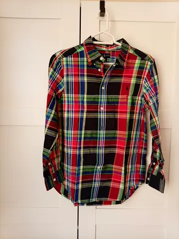 Boy's Ralph Lauren cotton long-sleeve plaid shirt - Size L