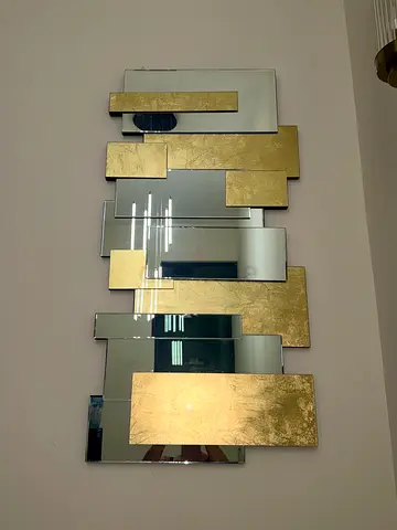Modern Gold Accent Wall Mirror - Decorative Rectangular Panels