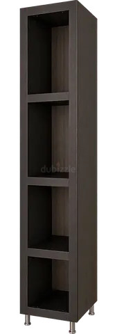 Tall Narrow Open Shelf Bookcase - Dark Wood Finish