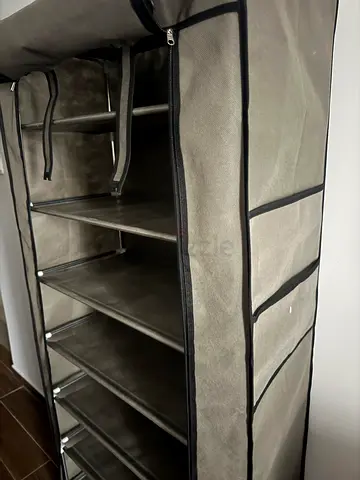 Foldable Fabric Shoe Rack Organizer with Zip Cover - 8 Tiers