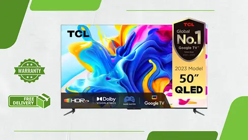 TCL 50 Inch C645 QLED 120Hz Game Accelerator, HDR 10+ 4K Smart TV 50C645