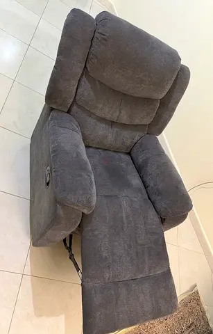 Gray Fabric Recliner Armchair - Comfortable Single Seater, Good Condition