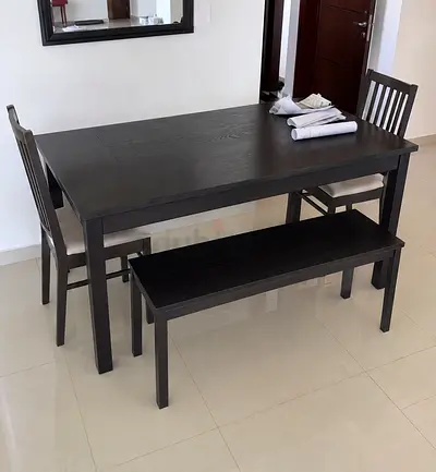 IKEA BJURSTA Extendable Dining Table + Chairs & Bench