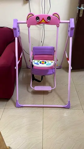 Pink Baby Swing with Tray and Safety Strap — Good Condition