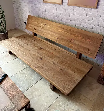 2 seater wooden sofa