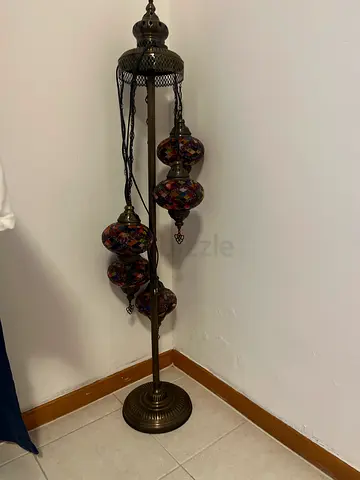 Tall Antique-Style Mosaic Floor Lamp