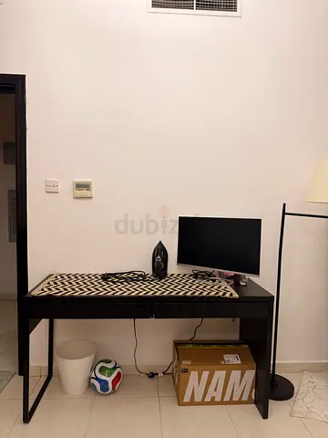 IKEA Mickey desk black and Eames-style PU faux-Leather chair for sale