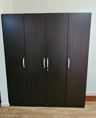 Dark Brown 4-Door Wardrobe / Armoire - Good Condition