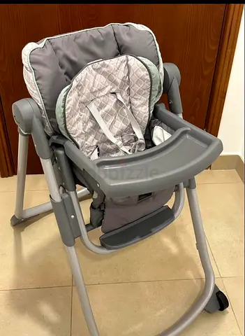 Adjustable Grey Baby High Chair with Tray - Good Condition