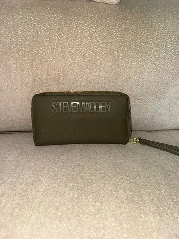 Olive Steve Madden Zip-around Wristlet Wallet