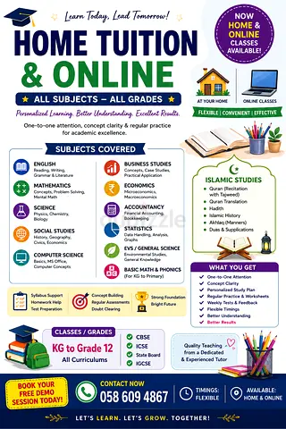 Home and online Tutoring