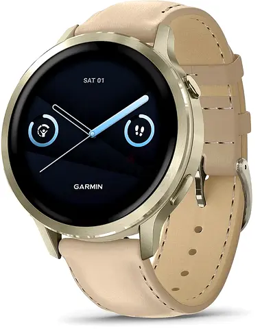 GARMIN Venu 4-41mm, Light Sand Leather | AMOLED GPS Smartwatch with Up to 10 Days of Battery Life |