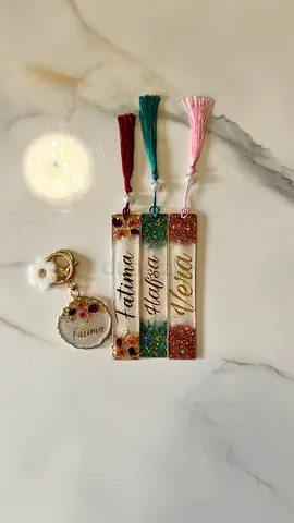 Handmade resin name bookmarks and keychain set