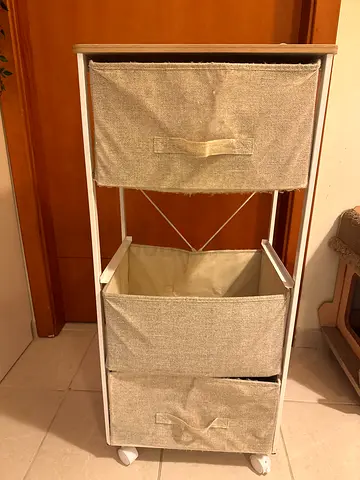 Compact 3-Drawer Fabric Storage Rack on Wheels - Beige