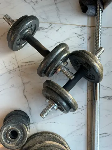 Adjustable Dumbbells with Weight Plates and Barbell Connector - 50 KG