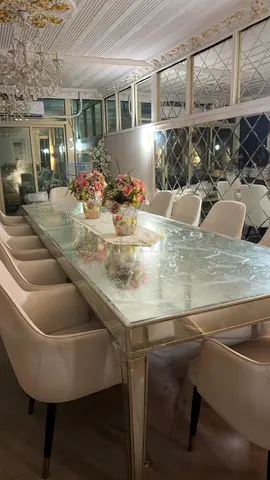 Large mirrored dining table with 12 chairs - from 2XL