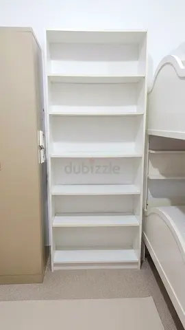 White Tall Standing Bookcase with Six Shelves