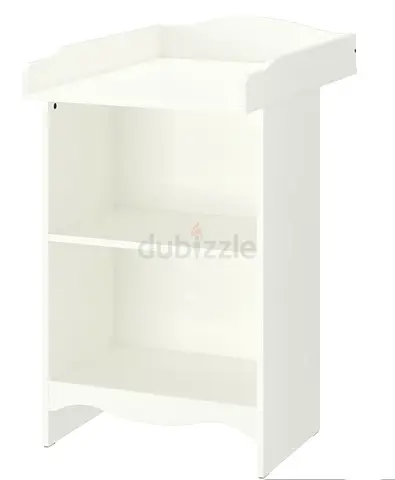 White baby changing table with open shelves, with changing mat (original price AED 435 a year ago)