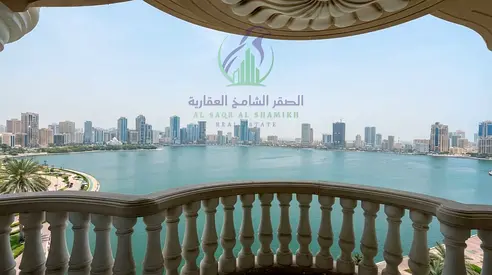 4BR Apartment for Rent in Al Majaz 3 – Direct Sea View, Spacious, 5 Bathrooms, Master Maid’s Room, 2 Terraces, Balcony, Free AC & Parking.