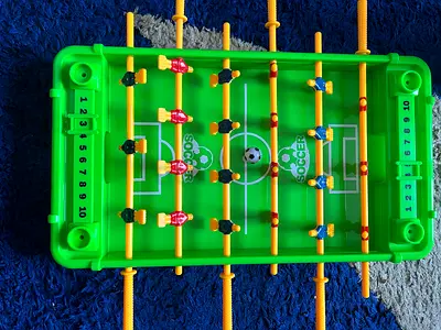 Portable tabletop foosball soccer game - compact kids toy