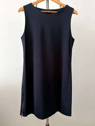 Sleeveless Navy blue Dress with Side Zipper Detail