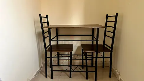 Table and two chairs