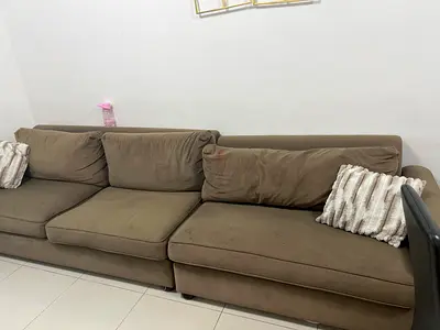 7-seater brown fabric sofa in good condition