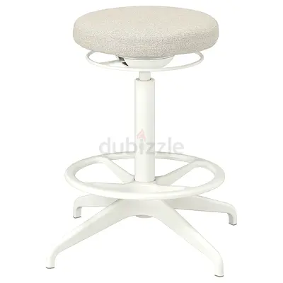 Ikea Sit/Stand Adjustable White Swivel Stool with Footrest